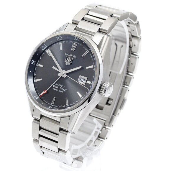 TAG HEUER Carrera twin time WAR2012-0 Caliber 7 gray Dial Automatic Men's - Picture 1 of 12